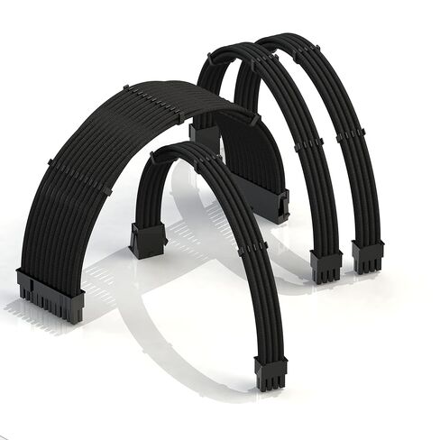 LINKUP - كابلات تمديد الطاقة AVA 12VHPWR PCIE 5.0┃600 وات 16AWG┃UL-Rated، سترة بأكمام، مقابس مصبوبة┃ مجموعة 4 قطع لوحدات معالجة الرسوميات RTX5000 RTX4000┃تعزيز أداء الألعاب┃30 سم أسود in Kuwait