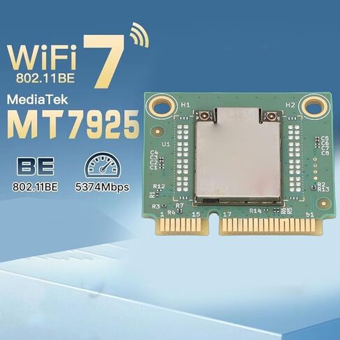 Pomya Mini PCI E WiFi 7 Card 5400Mbps 3-Band Wireless Network محول مع BT 5.3، وحدة كمبيوتر محمول لنظام التشغيل 10 11 Linux، ترقية الألعاب ذات زمن الاستجابة المنخفض in Kuwait