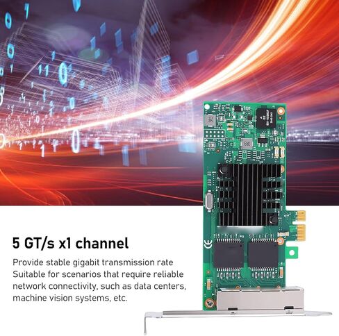 PCI Express Network Card, 1Gb E 4 Port RJ45 with Low Profile Bracket, PCIE 2.1 X1 Network Adapter for Server Desktop PC Industrial Application in Saudi Arabia
