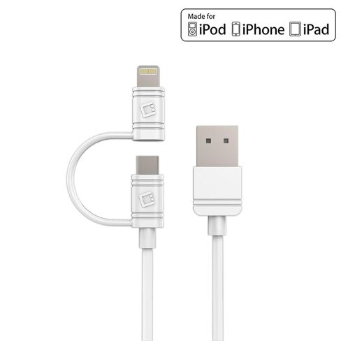 كابل شاحن Cellet iPhone، سلك شحن iPhone مع مجموعة موصل Micro-USB متوافق مع iPhone 13 Pro Max Mini 12 Pro Max Mini 11 iPad Pro iPad Air iPad Mini - أبيض in Kuwait