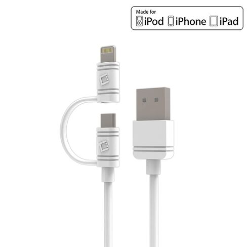 كابل شاحن Cellet iPhone، سلك شحن iPhone مع مجموعة موصل Micro-USB متوافق مع iPhone 13 Pro Max Mini 12 Pro Max Mini 11 iPad Pro iPad Air iPad Mini - أبيض in Kuwait
