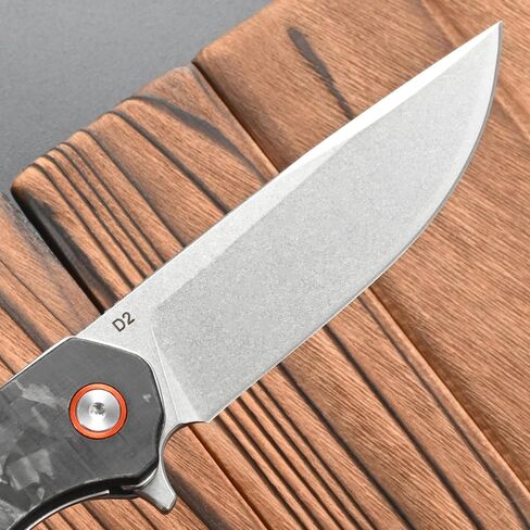 سكين جيب قابل للطي FF19، D2 شفرة فولاذية مقبض من ألياف الكربون سكين أدوات EDC للتخييم في الهواء الطلق والصيد والصيد (أسود) in Kuwait