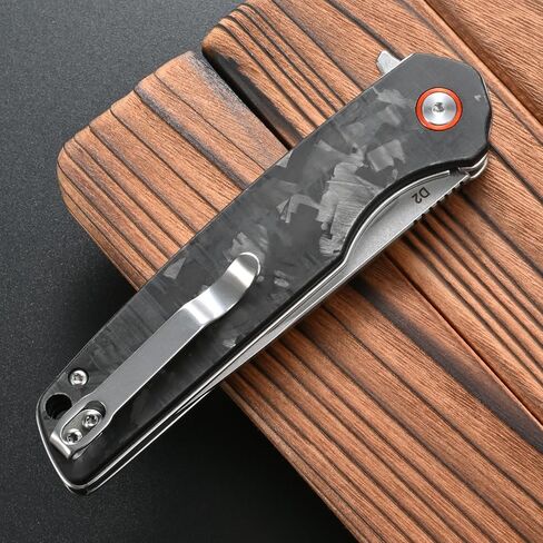 سكين جيب قابل للطي FF19، D2 شفرة فولاذية مقبض من ألياف الكربون سكين أدوات EDC للتخييم في الهواء الطلق والصيد والصيد (أسود) in Kuwait