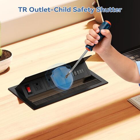 محور طاقة لطاولة المؤتمرات مع 4 منافذ USB، منافذ 3AC TR، شحن سريع PD 30W USB-C PD، غطاء معدني مثبت على المكاتب والمطابخ والمركبات الترفيهية وسلك طاقة بطول 6 أقدام in Saudi Arabia
