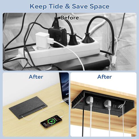 محور طاقة لطاولة المؤتمرات مع 4 منافذ USB، منافذ 3AC TR، شحن سريع PD 30W USB-C PD، غطاء معدني مثبت على المكاتب والمطابخ والمركبات الترفيهية وسلك طاقة بطول 6 أقدام in Saudi Arabia