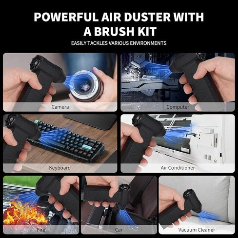 Compressed Air Duster Electric Duster- 130000RPM Super Power Electric Cleaner Kit with Adjustable, Mini Rechargeable Cordless Jet Dry Blower Air Blower for Keyboard, PC, Car Cleaning, Gifts for Men in Saudi Arabia
