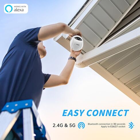 كاميرات مراقبة بمصباح كهربائي، كاميرا بمصباح كهربائي 5 ميجابكسل و360 درجة PTZ في الهواء الطلق، كاميرا لمبات إضاءة 5G و2.4G، كشف حركة AI، رؤية ليلية ملونة، محادثة ثنائية الاتجاه، تخزين سحابي/TF، متوافق مع Alexa in Kuwait