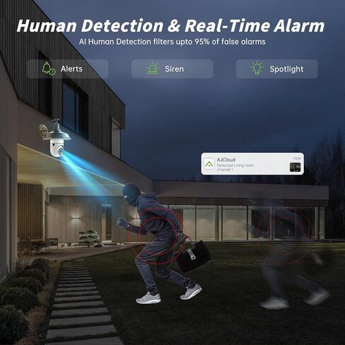 كاميرات مراقبة بمصباح كهربائي، كاميرا بمصباح كهربائي 5 ميجابكسل و360 درجة PTZ في الهواء الطلق، كاميرا لمبات إضاءة 5G و2.4G، كشف حركة AI، رؤية ليلية ملونة، محادثة ثنائية الاتجاه، تخزين سحابي/TF، متوافق مع Alexa in Kuwait