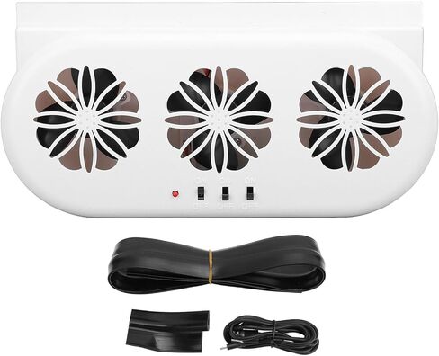 Solar Powered Car Exhaust Fan 5000RPM High Speed USB and Solar Powered Vehicle Cooling Vent Fan for Cars and Home ABS Material 230 x 52 x 113mm (White) in Saudi Arabia