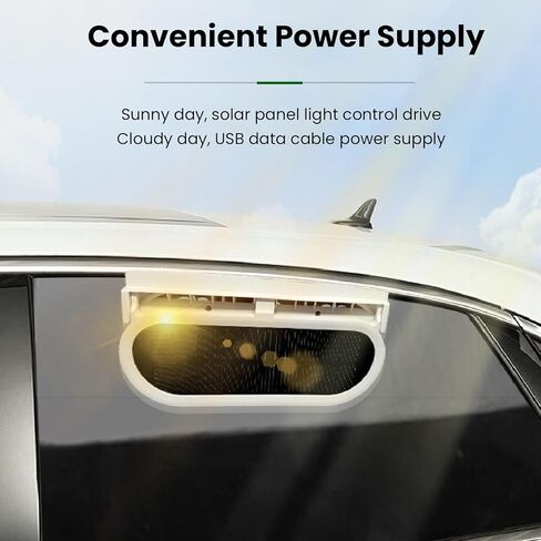Solar Powered Car Exhaust Fan 5000RPM High Speed USB and Solar Powered Vehicle Cooling Vent Fan for Cars and Home ABS Material 230 x 52 x 113mm (White) in Saudi Arabia
