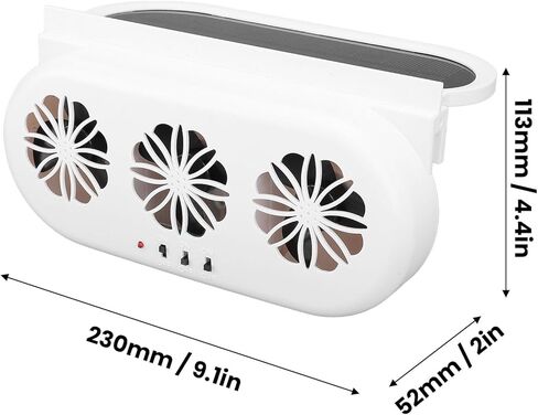 Solar Powered Car Exhaust Fan 5000RPM High Speed USB and Solar Powered Vehicle Cooling Vent Fan for Cars and Home ABS Material 230 x 52 x 113mm (White) in Saudi Arabia