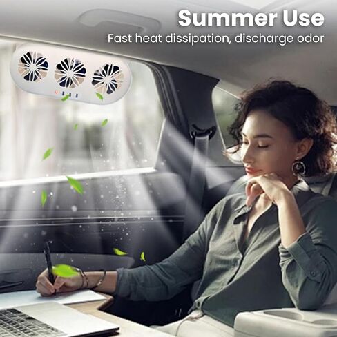 Solar Powered Car Exhaust Fan 5000RPM High Speed USB and Solar Powered Vehicle Cooling Vent Fan for Cars and Home ABS Material 230 x 52 x 113mm (White) in Saudi Arabia