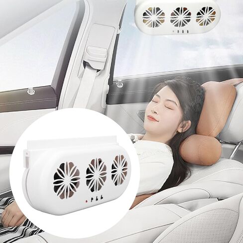 Solar Powered Car Exhaust Fan 5000RPM High Speed USB and Solar Powered Vehicle Cooling Vent Fan for Cars and Home ABS Material 230 x 52 x 113mm (White) in Saudi Arabia