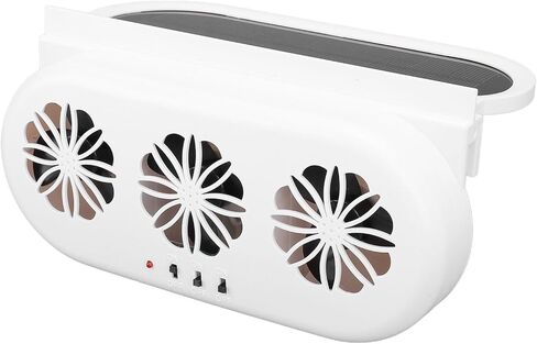 Solar Powered Car Exhaust Fan 5000RPM High Speed USB and Solar Powered Vehicle Cooling Vent Fan for Cars and Home ABS Material 230 x 52 x 113mm (White) in Saudi Arabia
