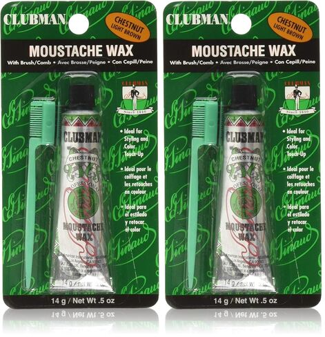 Clubman Pinaud Moustache Wax with Free Brush/Comb Applicator, Chestnut, 0.5 Ounce in Saudi Arabia