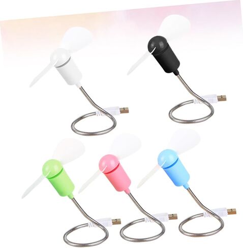 مجموعة مراوح صغيرة مرنة صغيرة USB من DECHOUS مكونة من 5 قطع، مراوح كمبيوتر تبريد هادئة مع رقبة قابلة للانحناء للمنزل والمكتب والسفر، لون عشوائي in Kuwait