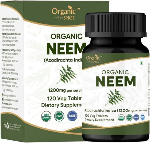 NEEM 120 Tablets | Azadirachta Indica (Neem) | USDA Organic Certified | Healthy Skin and Detox | Organic and Natural 120tab in Saudi Arabia