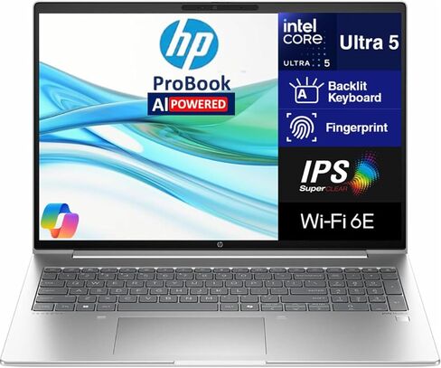 كمبيوتر محمول HP Probook 460 AI يعمل بالطاقة مقاس 16.0 بوصة IPS FHD + شاشة (Intel Ultra 5 125U (beats i5-1335u)، 16 جيجابايت DDR5، 512 جيجابايت PCIe SSD، Intel Graphics، لوحة مفاتيح بإضاءة خلفية، بصمة الإصبع، WiFi 6E، كاميرا ويب، Win 11 Pro) in Kuwait