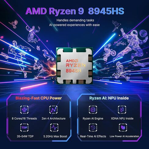 كمبيوتر محمول للألعاب NIMO، شاشة 17.3 بوصة IPS FHD 1080P، AMD Ryzen 9 8945HS 64 جيجابايت DDR5 RAM 2 تيرابايت SSD (Beat i9-13900H حتى 5.2 جيجا هرتز) Radeon 780M GPU، AI PC، 100W Type-C لوحة مفاتيح بإضاءة خلفية بصمة الإصبع in Kuwait