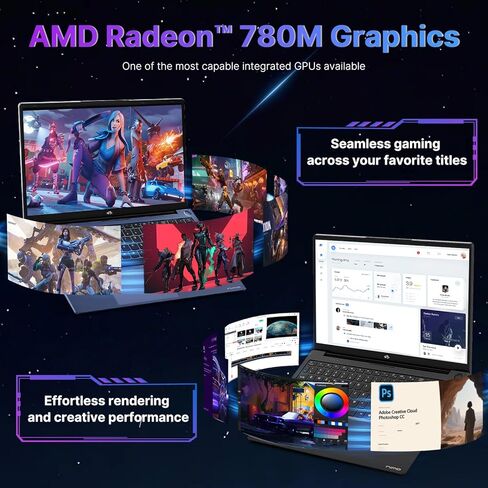 كمبيوتر محمول للألعاب NIMO، شاشة 17.3 بوصة IPS FHD 1080P، AMD Ryzen 9 8945HS 64 جيجابايت DDR5 RAM 2 تيرابايت SSD (Beat i9-13900H حتى 5.2 جيجا هرتز) Radeon 780M GPU، AI PC، 100W Type-C لوحة مفاتيح بإضاءة خلفية بصمة الإصبع in Kuwait