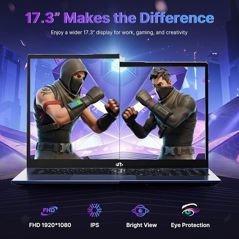 كمبيوتر محمول للألعاب NIMO، شاشة 17.3 بوصة IPS FHD 1080P، AMD Ryzen 9 8945HS 64 جيجابايت DDR5 RAM 2 تيرابايت SSD (Beat i9-13900H حتى 5.2 جيجا هرتز) Radeon 780M GPU، AI PC، 100W Type-C لوحة مفاتيح بإضاءة خلفية بصمة الإصبع in Kuwait