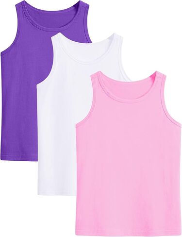 Auranso Girls Tank Tops Ulcyfeless Racerback Racerback Ratherts Cotton Dance Outfit Tops 3 Pack in Saudi Arabia