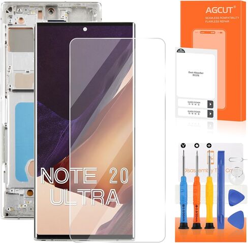 INCELL لهاتف Samsung Galaxy Note 20 Ultra استبدال الشاشة لعرض Samsung Note 20 Ultra LCD N985 SM-N986U LCD محول رقمي يعمل باللمس مجموعات إصلاح التجميع مع إطار فضي (وليس بصمة الإصبع) in Kuwait