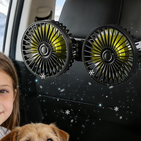 Car Fans for Backseat for Kids,Dual Head Usb Powered Car Fan for Car Rear Back Seats Baby in Kuwait