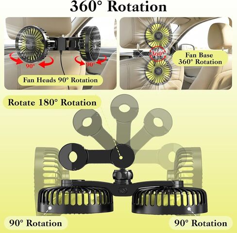Car Fans for Backseat for Kids,Dual Head Usb Powered Car Fan for Car Rear Back Seats Baby in Kuwait