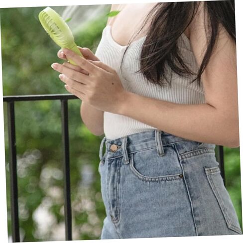 USB Rechargeable Handheld Folding Fan Mini Portable USB Fan for Home Office School Use Fluorescent Green Compact Design 85x35x193mm in Saudi Arabia