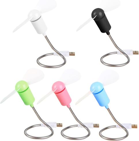 5 قطع من مراوح USB الصغيرة المرنة والقابلة للانحناء ومراوح تبريد صغيرة هادئة للكمبيوتر المحمول، محركات هواء مكتبية محمولة للمنزل والمكتب والسفر بلون عشوائي in Kuwait