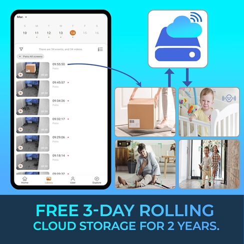 كاميرات واي فاي لاسلكية للأمان المنزلي Gyration 1080P لأمن المنزل، لاسلكية في الهواء الطلق مع كشف الحركة، أضواء كاشفة/إنذار صفارات الإنذار، رؤية ليلية ملونة، مقاومة للماء، تخزين سحابي مجاني، تخزين SD/سحابي in Kuwait