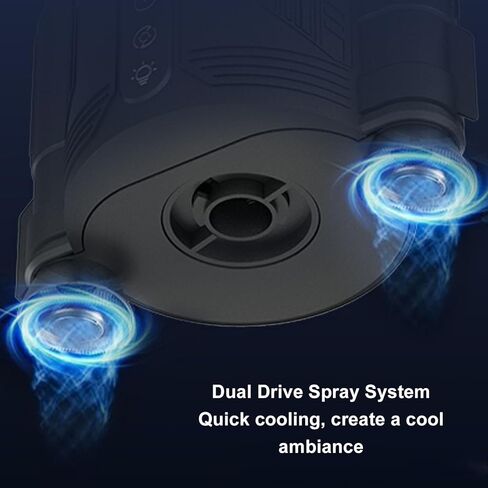 Marhynchus Mist Cooling Fan، RGB LED Light Dynamic Mist 360 دوران محرك هادئ 5000 مللي أمبير بطارية 12 ساعة وقت تشغيل USB C شحن سريع، مع التحكم الصوتي لمزامنة الموسيقى، لمكاتب غرف الألعاب in Kuwait