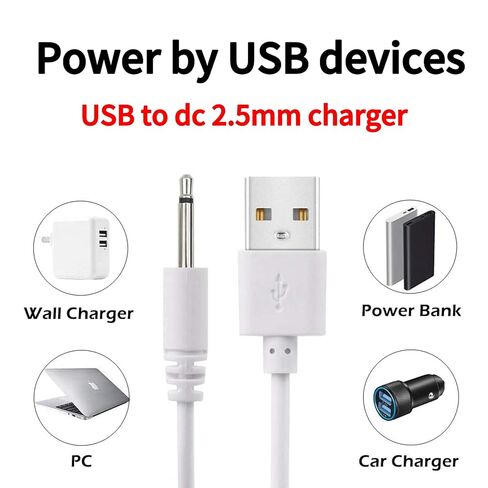 كابل شحن تيار مستمر بديل بطول 2.7 قدم (عبوة من قطعتين)، محول سلك شاحن سريع من USB إلى تيار مستمر 2.5 مم - أسلاك شاحن مدلك in Kuwait