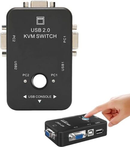 محول USB 2.0 KVM، محول USB VGA KVM بمنفذين، 1920x1440، لجهازي كمبيوتر مشاركة لوحة المفاتيح والماوس، للماسح الضوئي لطابعة الكمبيوتر in Kuwait