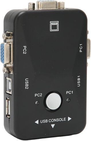 محول USB 2.0 KVM، محول USB VGA KVM بمنفذين، 1920x1440، لجهازي كمبيوتر مشاركة لوحة المفاتيح والماوس، للماسح الضوئي لطابعة الكمبيوتر in Kuwait