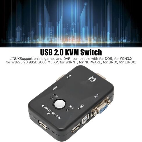 محول USB 2.0 KVM، محول USB VGA KVM بمنفذين، 1920x1440، لجهازي كمبيوتر مشاركة لوحة المفاتيح والماوس، للماسح الضوئي لطابعة الكمبيوتر in Kuwait