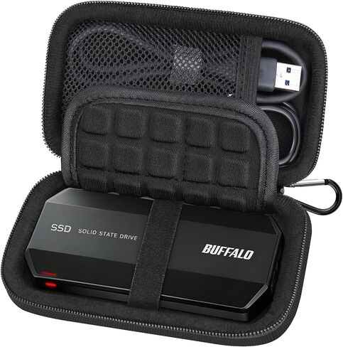 حقيبة حمل Lacdo لجهاز Buffalo SSD 500GB 1TB 2TB USB 3.2 Gen 2 Type-C محرك أقراص الحالة الصلبة الخارجي المحمول Buffalo SSD حقيبة تخزين واقية من الصدمات EVA، أسود in Saudi Arabia