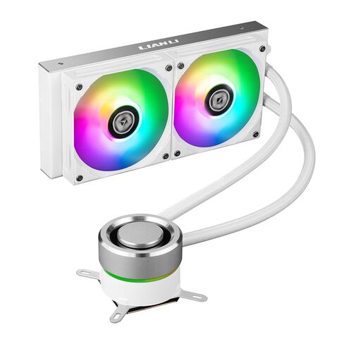 مبرد LIAN LI Galahad AIO Cooler 240 مم مبرد وحدة المعالجة المركزية السائل RGB نظام تبريد المياه الكل في واحد، دعامة LGA1700، AMD AM5/AM4 متوافق مع Intel LGA1200/115X/2011/2066 (240 مم أبيض) (متجدد) in Kuwait