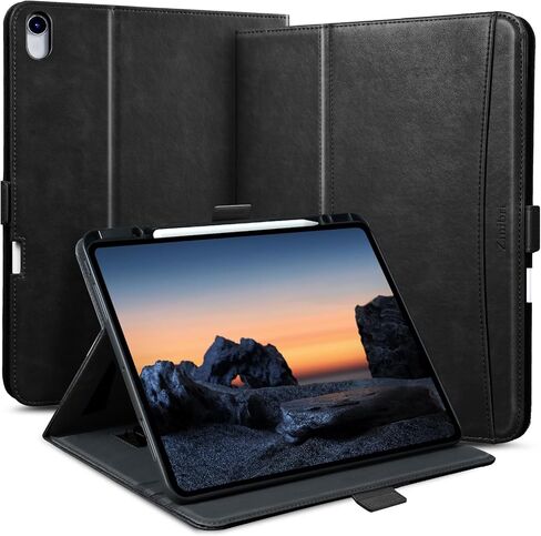 Handcrafted Case for iPad Air 13 Inch M3 2025/M2 2024 A3268 A3269 A2898 A2899 with Pencil Holder & Hand Strap & Pocket,Magnetic Clasp,Multi Angles Stand,Folio Cover,Auto Sleep/Wake,Dark Brown in Saudi Arabia