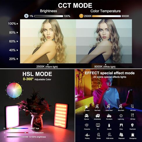 Dpofirs RGB Camera Light, Full Color Portable Video Light LED Photo for Vlogging, Photography, Video Conference, 3000mAh Rechargeable Camera Lighting in Saudi Arabia