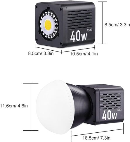 P40C LED Video Light, 40W Portable COB Light with Adjustable Color Temperature 2500-6500K High CRI 95 Plus 8 Lighting Effects, for Photography in Saudi Arabia