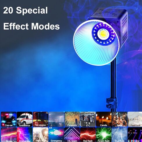 ضوء فيديو RGB 40 واط، 2500 كيلو - 6500 كيلو 3400 مللي أمبير في الساعة، إضاءة مستمرة COB قابلة لإعادة الشحن مع 20 وضعًا للمشهد للتصوير الفوتوغرافي المباشر لمدونة الفيديو in Saudi Arabia