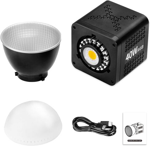 ضوء فيديو RGB 40 واط، 2500 كيلو - 6500 كيلو 3400 مللي أمبير في الساعة، إضاءة مستمرة COB قابلة لإعادة الشحن مع 20 وضعًا للمشهد للتصوير الفوتوغرافي المباشر لمدونة الفيديو in Saudi Arabia