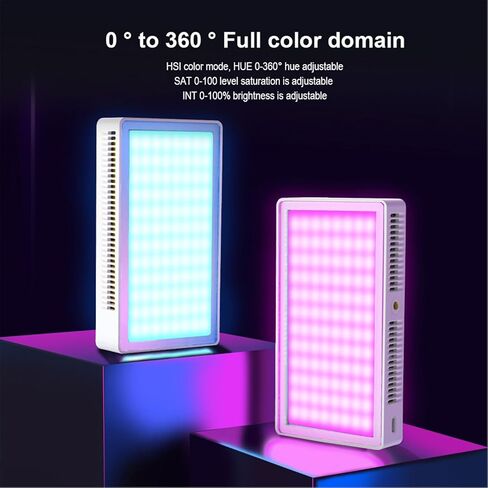 Yunseity RGB Video Lights, 360 Full Color Portable LED Camera Light with 24 Scene Modes, 2500K-9000K Dimmable, CRI97, 1/4in Screw Holes, 3350mAh Rechargeable for Live Streaming in Saudi Arabia