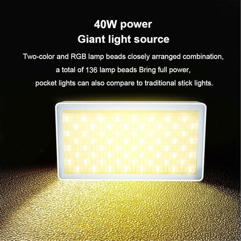 Yunseity RGB Video Lights, 360 Full Color Portable LED Camera Light with 24 Scene Modes, 2500K-9000K Dimmable, CRI97, 1/4in Screw Holes, 3350mAh Rechargeable for Live Streaming in Saudi Arabia