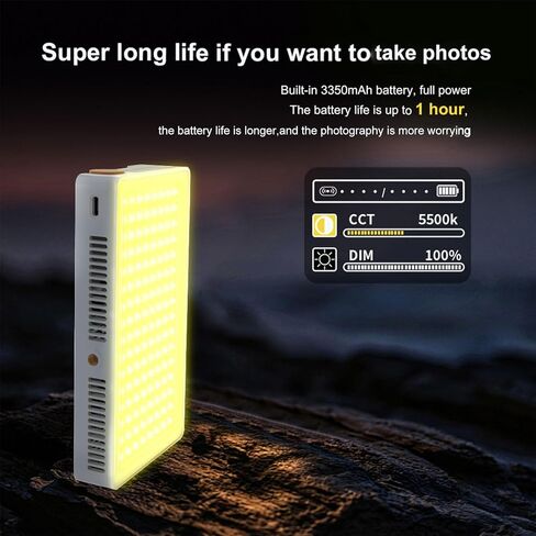 Yunseity RGB Video Lights, 360 Full Color Portable LED Camera Light with 24 Scene Modes, 2500K-9000K Dimmable, CRI97, 1/4in Screw Holes, 3350mAh Rechargeable for Live Streaming in Saudi Arabia