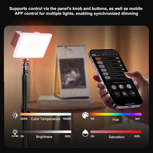Yunir RGB LED لوحة ضوء، 100W 4550lux إضاءة استوديو الفيديو مع مقبض بطارية 20800 مللي أمبير في الساعة سوفت بوكس، 2500K-9900K التحكم في التطبيق الخافت، لبث مدونة الفيديو in Saudi Arabia