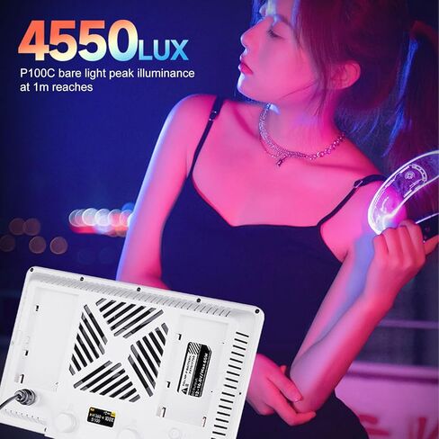 Yunir RGB LED لوحة ضوء، 100W 4550lux إضاءة استوديو الفيديو مع مقبض بطارية 20800 مللي أمبير في الساعة سوفت بوكس، 2500K-9900K التحكم في التطبيق الخافت، لبث مدونة الفيديو in Saudi Arabia