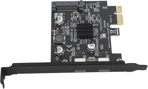 Yunir 10Gbps USB C Pcie Card, 2 Port PCle to USB C Expansion Card, PCI Express 3.0 x1, x4, x8 or x16 Slots, Adapter for Desktop PC, Adopts for ASMedia ASM3142 Master Control, Data Only in Saudi Arabia